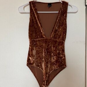 Gold Velvet Sleeveless Bodysuit